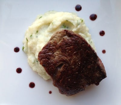 filet-mignon-with-red-wine-sauce-and-cauliflower-puree-with-parmesan-and-chives