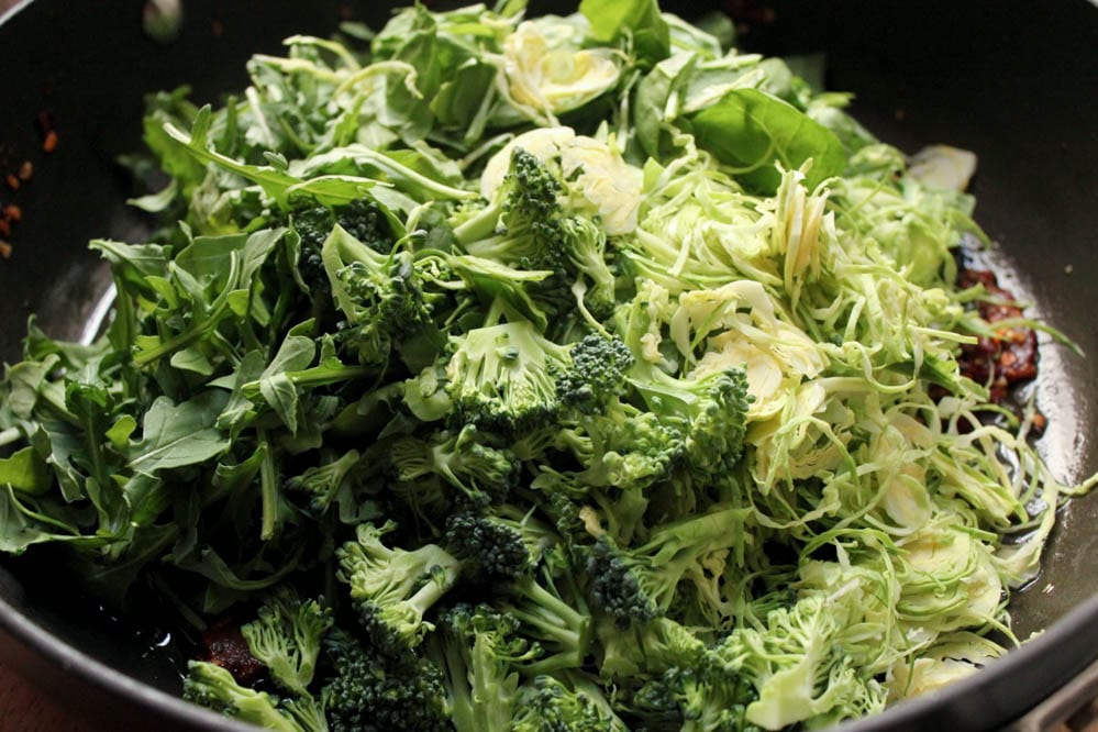 healthy-bacon-fried-brown-rice-with-broccoli-wilted-greens-and-egg-step-4