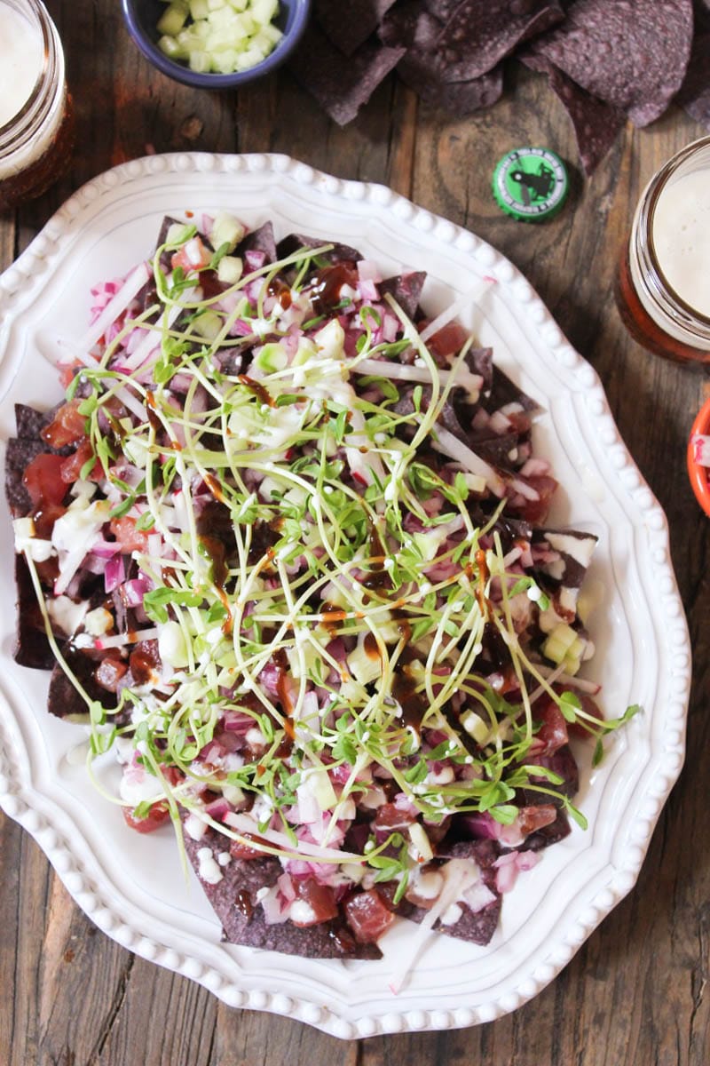 Ahi-Nachos-with-pickled-red-onion-wasabi-crema-step-3