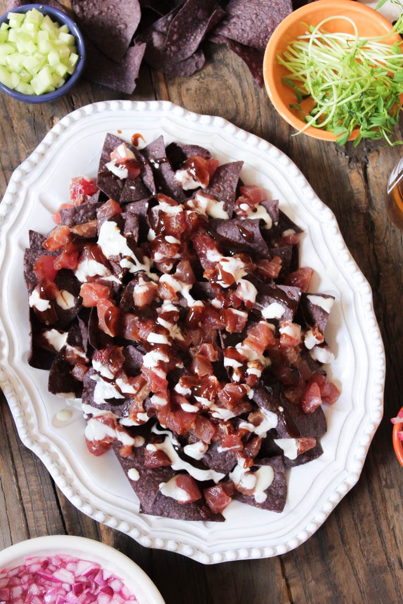 Ahi-Nachos-with-pickled-red-onion-wasabi-crema-step-5