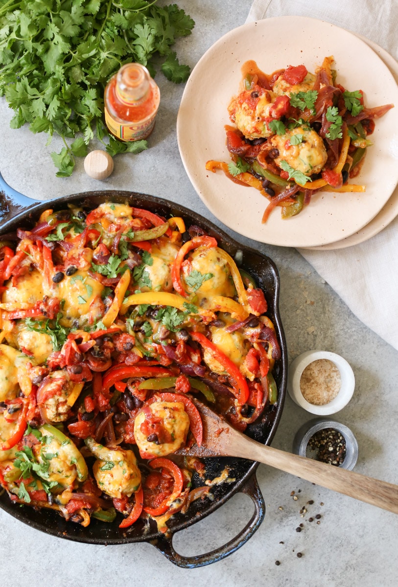 Gluten-Free-Chicken-Meatball-Fajita-Skillet-4