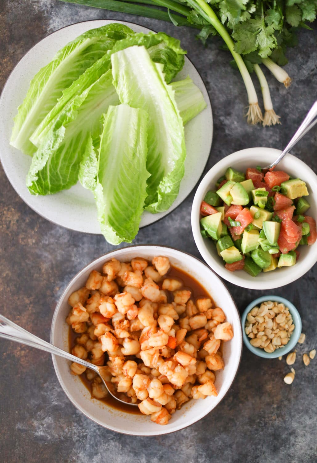 Stir-Fried Shrimp Lettuce Wraps with Grapefruit and Avocado